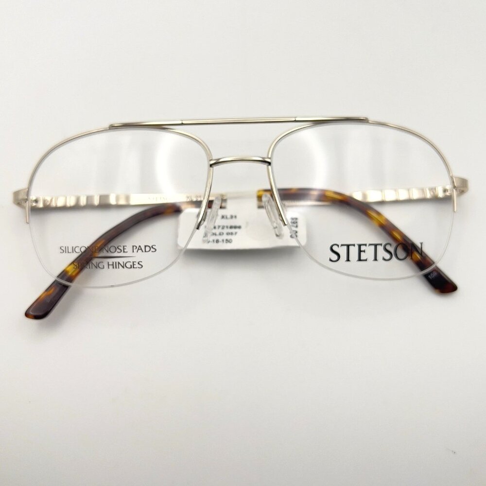 Stetson XL31 057 Zyloware Eyeglass Frame Flex Aviator Metal Gold Wide 59-18-150